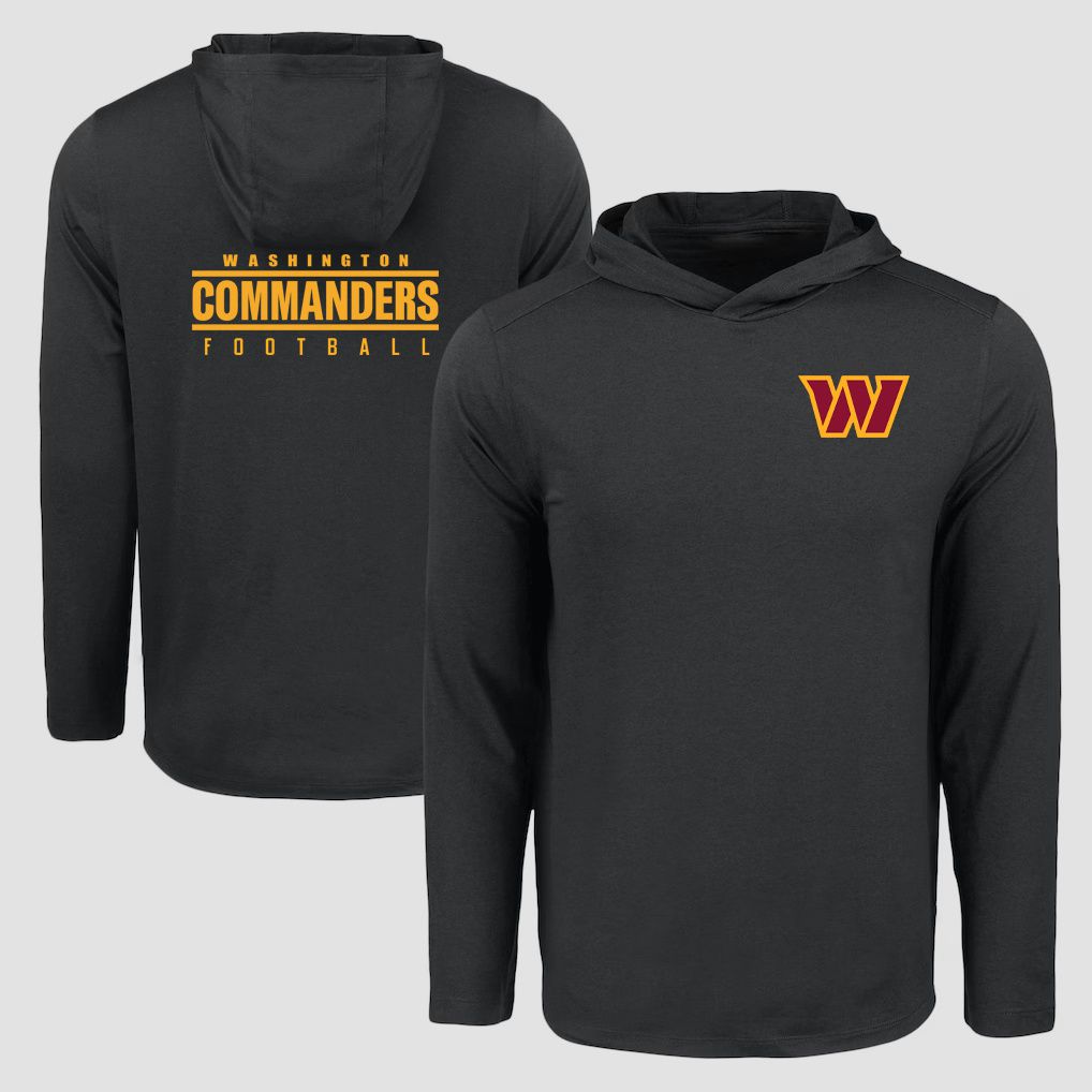 Men 2026 NFL Washington Commanders Hooded long sleeved T-shirt black 05